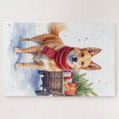 Aquarell Australischer Stumpy Tail Cattle Hund Puzzle (Horizontal)