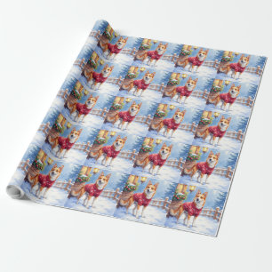 Aquarell Australischer Tüderhund Rustikale Girland Geschenkpapier