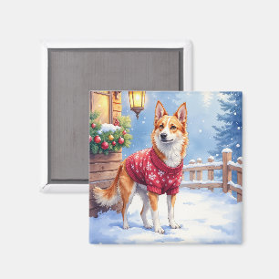 Aquarell Australischer Tüderhund Rustikale Girland Magnet