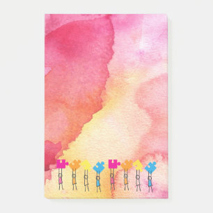 Aquarell Autismus Puzzle Pieces Stick Kids Zeichne Post-it Klebezettel