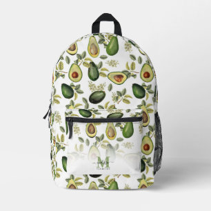 Aquarell-Avocado-Botanical-Muster mit Monogramm Bedruckter Rucksack