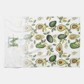 Aquarell-Avocado-Botanical-Muster mit Monogramm Geschirrtuch (Horizontal)