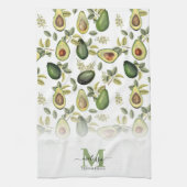 Aquarell-Avocado-Botanical-Muster mit Monogramm Geschirrtuch (Vertikal)