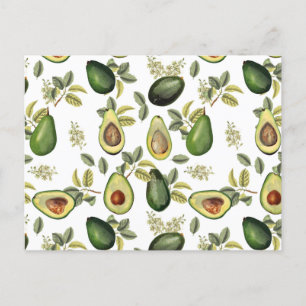Aquarell-Avocado-Botanikmuster Feiertagspostkarte