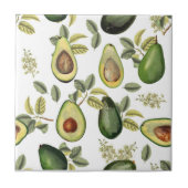 Aquarell-Avocado-Botanikmuster Fliese (Vorderseite)
