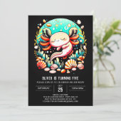 Aquarell Axolotl Elegante Einladung (Stehend Vorderseite)