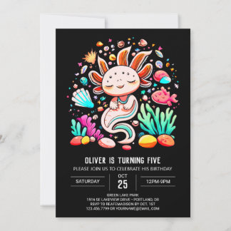 Aquarell Axolotl Pastel Geburtstag Einladung