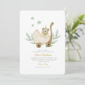 Aquarell Baby Bear Pflanze Blume Babydusche Einladung (Stehend Vorderseite)