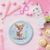 Aquarell Baby Deer Blue Flowers Papierplatte Pappteller (Party)