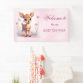 Aquarell Baby Deer Pink Blume Kinderdusche Banner (Insitu)