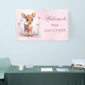 Aquarell Baby Deer Pink Blume Kinderdusche Banner (Messeveranstaltung)