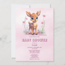 Aquarell Baby Deer Pink Blume Kinderdusche