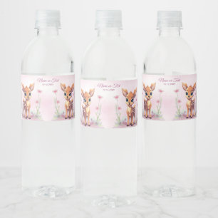 Aquarell Baby Deh Pink Blume Wasserflaschenetikett