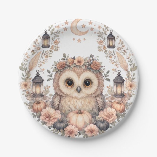 Aquarell-Baby-Eule-Party-Teller Pappteller (Vorderseite)