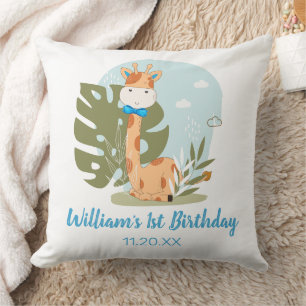 Aquarell-Baby Giraffe, Safari-Tiere Geburtstag I Kissen