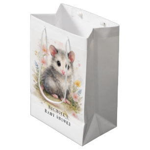Aquarell-Baby-Opossum-Baby-Party Mittlere Geschenktüte