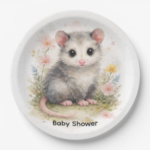 Aquarell-Baby-Opossum-Baby-Party Pappteller