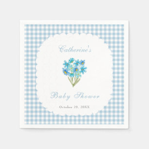 Aquarell-Baby-Party-Blumen-Napkins in Blau Serviette