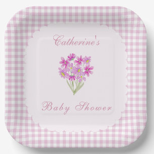 Aquarell-Baby-Party-Pink-Flora-Papierteller Pappteller