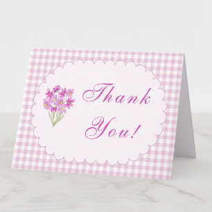 Aquarell-Baby-Shower-Rosa-Blumen-Dankeskarten Dankeskarte