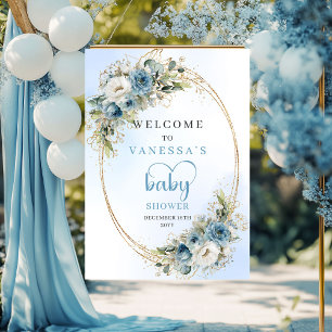 Aquarell-Baby-Shower-Schild Elegantes Skript Dusty Poster