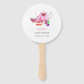 Aquarell Babydusche Tee Party Rosa Teekanne Fächer (Vorderseite)