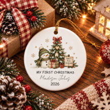 Aquarell-Babymädchen Erstes Weihnachten Keramik