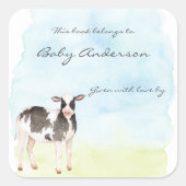 Aquarell Babywal Babydusche Buchzeichen Quadratischer Aufkleber (Vorderseite)