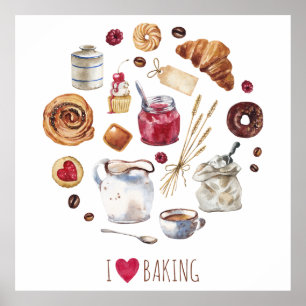Aquarell-Backen Poster