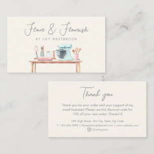 Aquarell-Bäckerei-Konditor-Elegant-Danke Visitenkarte