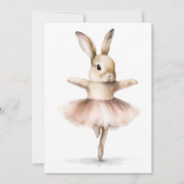 Aquarell Ballerina Bunny Dancing Tan Pink Einladung