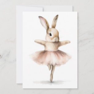 Aquarell Ballerina Bunny Dancing Tan Pink Einladung