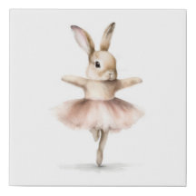 Aquarell Ballerina Bunny Dancing Tan Pink