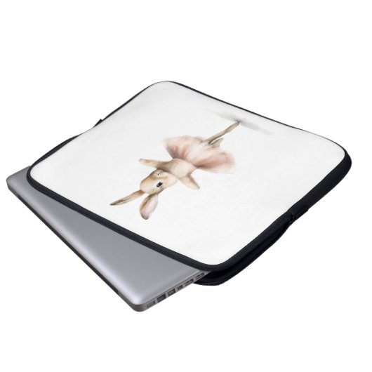 Aquarell Ballerina Bunny Dancing Tan Pink Laptopschutzhülle (Vorne Knopf)
