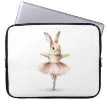 Aquarell Ballerina Bunny Dancing Tan Pink