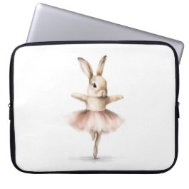 Aquarell Ballerina Bunny Dancing Tan Pink Laptopschutzhülle