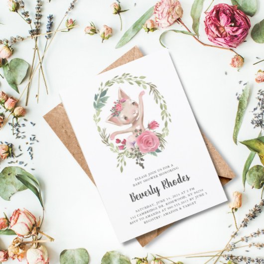 Aquarell Ballerina Cat Kinderdusche Einladung