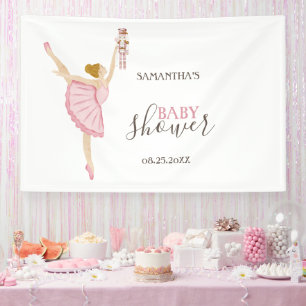 Aquarell-Ballerina-Nussknacker Rosa Baby Shower Banner