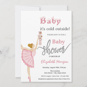 Aquarell-Ballerina-Nussknacker Rosa Baby Shower Einladung