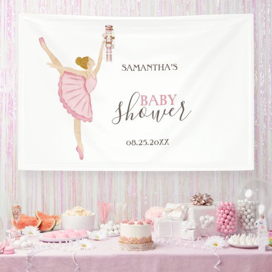 Aquarell Ballerina Nutcracker Pink Baby Dusche Banner (Party)