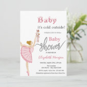 Aquarell Ballerina Nutcracker Pink Baby Dusche Einladung (Stehend Vorderseite)