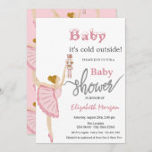 Aquarell Ballerina Nutcracker Pink Baby Dusche Einladung (Vorne/Hinten)