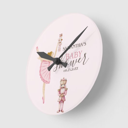 Aquarell Ballerina Nutcrackers Pink Baby Dusche Runde Wanduhr (Winkel)