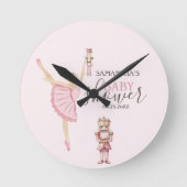Aquarell Ballerina Nutcrackers Pink Baby Dusche Runde Wanduhr (Vorderseite)