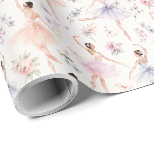 Aquarell-Balletttänzerin-Geschenk Geschenkpapier (Rolleneckpunkt)