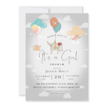 Aquarell-Ballon-Welpe-Baby-Mädchen-Party