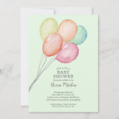 Aquarell Balloons Babydusche Einladung (Vorderseite)