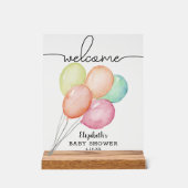 Aquarell Balloons Babydusche Willkommen Acrylschild (Vorderseite)
