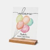 Aquarell Balloons Babydusche Willkommen Acrylschild (Winkel)