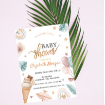 Aquarell Balloons Rainbow Ice Creme Baby Dusche